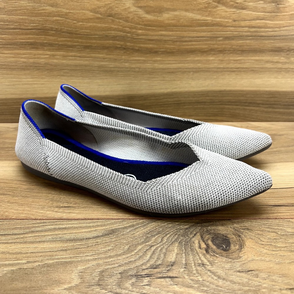Rothys 6.5 Flax Gray Grey The Point Flats Light Weight Ballet Slip On